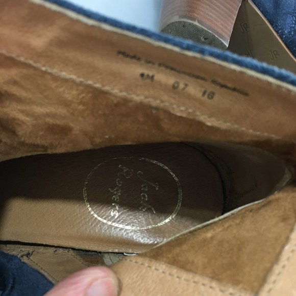 Jack Rogers 9 M Blue Suede 2.5 Heels Ankle Booties - Picture 7 of 8